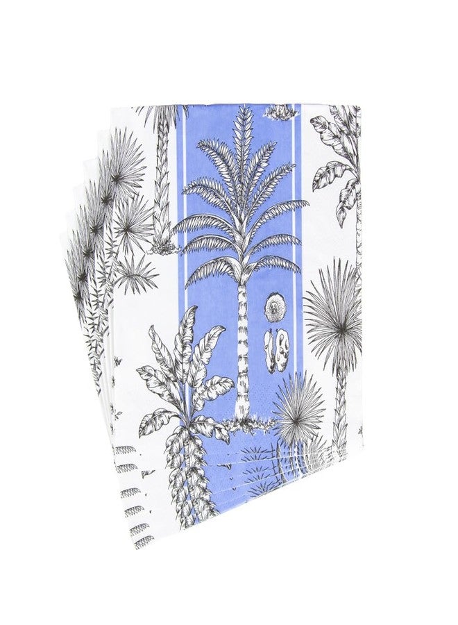 Caspari Southern Palms Blue & White Luncheon Napkins - 20 Per Package - Image 2