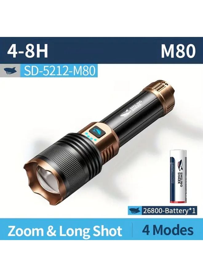 Smiling Shark M80 1 Zhongdian SD 5212 LED Tactical Flashlight Super Bright Zoomable - Image 1