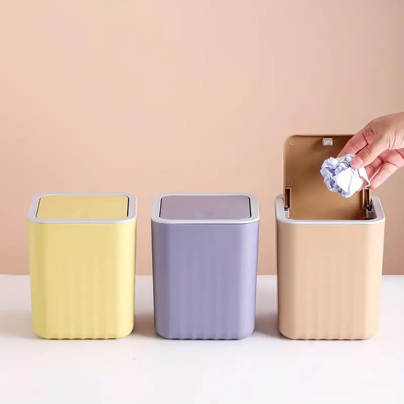 ZUBAT ZUBAT Mini Desk Trash Can Flip Countertop Garbage Bin Small Trash Can Bathroom Trash Cans with Lids for Kitchens, Offices(PACK OF 1)(MULTI COLOR) - Image 2