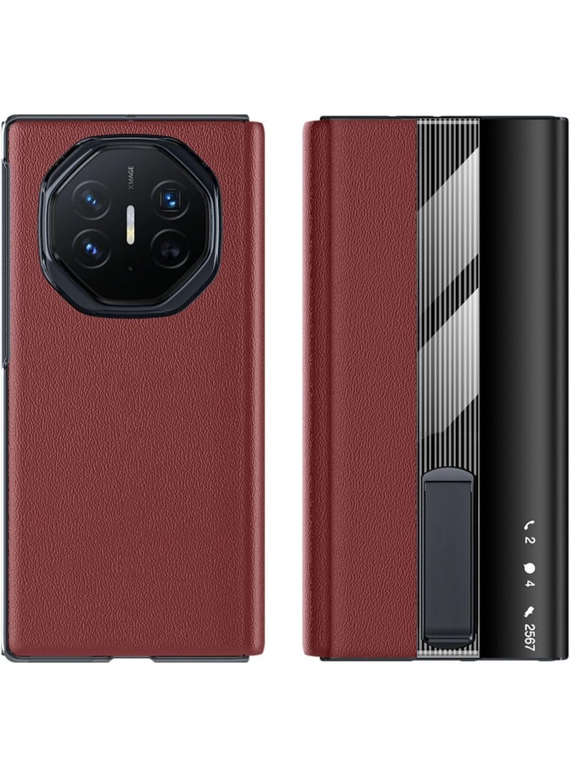 Compatible with Huawei Mate XT Ultimate Case, Built in Metal Stand 【Support Magnetic Car Mount】 Magnet Leather Smart View Flip Cover Phone Cover for Men - Image 1