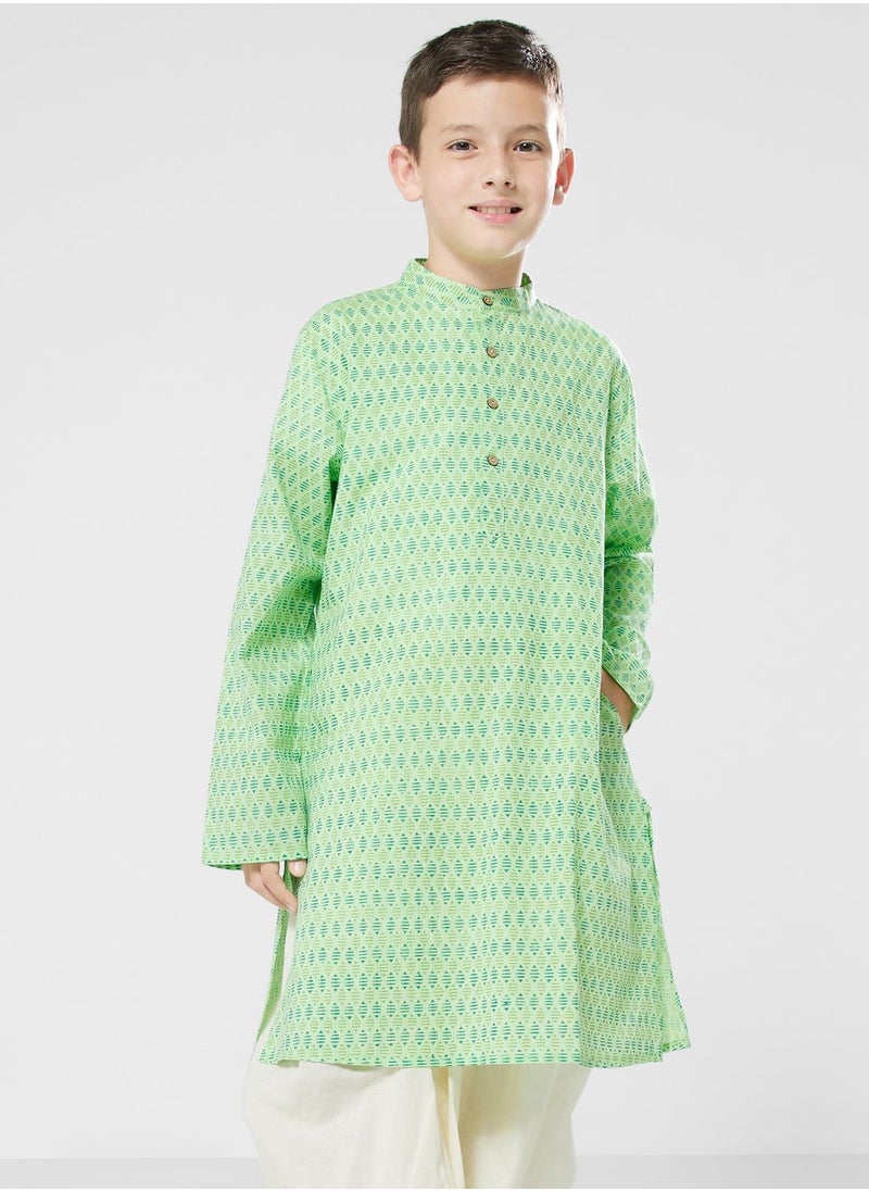 Fabindia - Kids Printed Long Kurta - Image 1