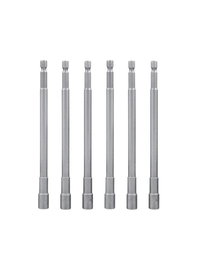 promass 6Pcs Long Impact Nut Driver Set - Magnetic Nut Setter Driver Bits 1/4" Hex Shank to 1/4" Hex Socket Drill Bit Extension for Impact Drivers and Drills, 6-Inch Length - Image 2