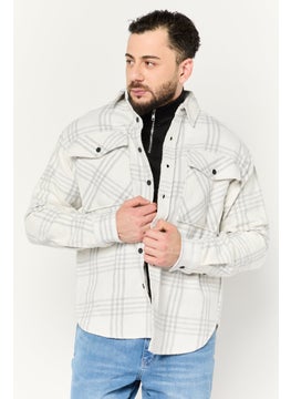 Sovereign Code Men Plaid Jacket Shirt, White  - Image 1