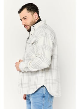 Sovereign Code Men Plaid Jacket Shirt, White  - Image 3