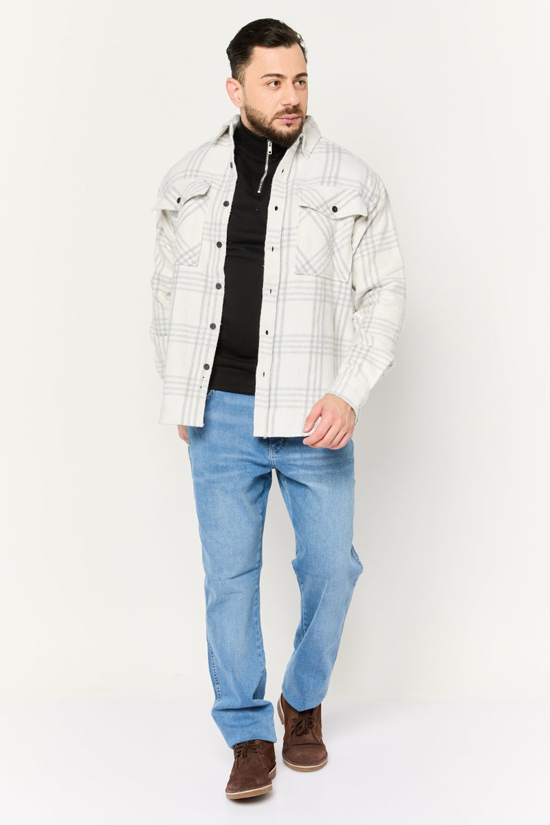 Sovereign Code Men Plaid Jacket Shirt, White - Image 2