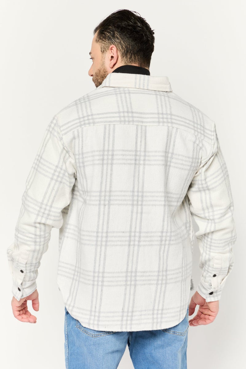 Sovereign Code Men Plaid Jacket Shirt, White - Image 4