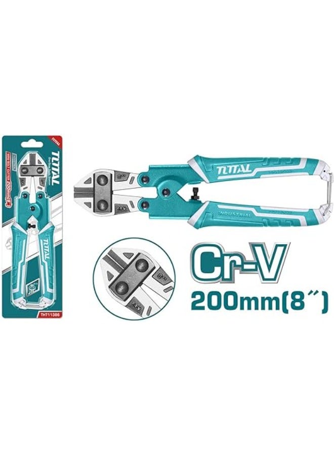 Total Mini Bolt Cutter 8" – Heavy-Duty Hardened Steel Cutting Tool with Anti-Slip Grip for Cutting Bolts, Chains, Wires & Metal Rods