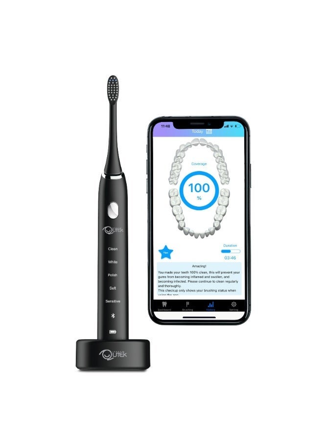 QUTEK DENTiCARE by Qutek Rechargeable Electric Toothbrush – Sonic Power 40,000 VPM, 5 Modes (Clean, White, Sensitive, Polish, Massage), Smart 2-Min Timer, USB Charging, 30-Day Battery, IPX7 Waterproof