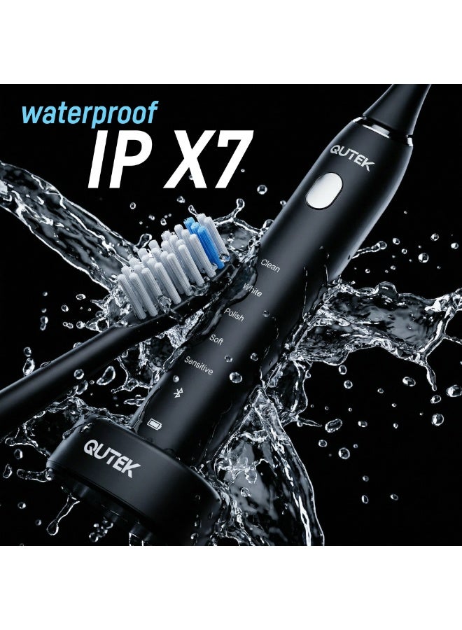 QUTEK DENTiCARE by Qutek Rechargeable Electric Toothbrush – Sonic Power 40,000 VPM, 5 Modes (Clean, White, Sensitive, Polish, Massage), Smart 2-Min Timer, USB Charging, 30-Day Battery, IPX7 Waterproof, Soft DuPont Bristles, Ideal for Plaque Removal, Teeth Whitening & Gum Care – Includes Extra Brush Heads - Image 5