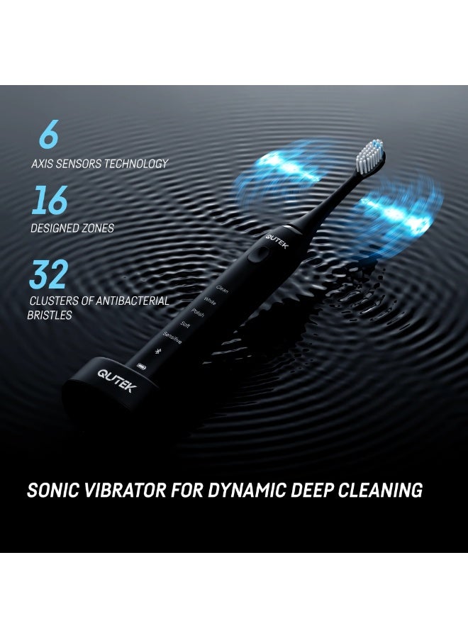 QUTEK DENTiCARE by Qutek Rechargeable Electric Toothbrush – Sonic Power 40,000 VPM, 5 Modes (Clean, White, Sensitive, Polish, Massage), Smart 2-Min Timer, USB Charging, 30-Day Battery, IPX7 Waterproof, Soft DuPont Bristles, Ideal for Plaque Removal, Teeth Whitening & Gum Care – Includes Extra Brush Heads - Image 4