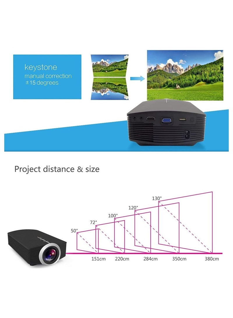 YG500 Mini Portable Projector 1080P Support 1800 Lumens LCD LED Home Cinema with USB HDMI and Built-in Bass Speaker  - Image 5