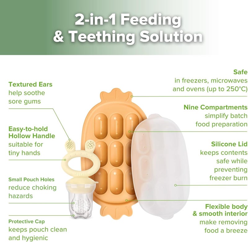 Haakaa Fresh Food Feeder and Silicone Nibble Tray Set - Marigold - Image 4