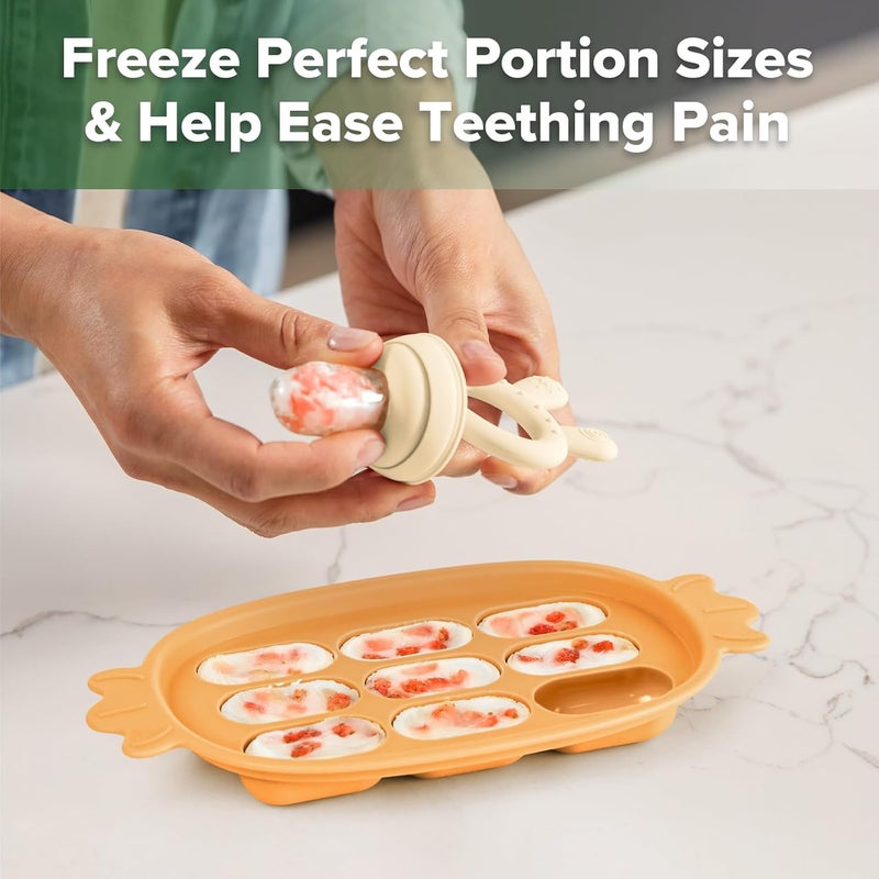 Haakaa Fresh Food Feeder and Silicone Nibble Tray Set - Marigold - Image 3