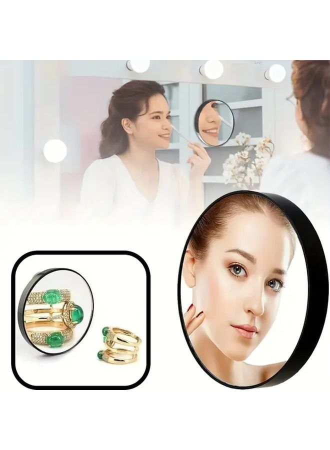 مرآة مكياج مكبرة 5 أضعاف مع كوب شفط، مرآة زينة محمولة باليد، قطعة واحدة، سطح زجاجي مقاس 3.54 بوصة، تشطيب مصقول، لا تحتاج إلى بطارية، للاستخدام في الحمام والمنزل. - Image 1