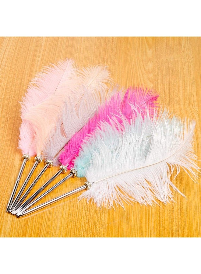 Simple polymer 2 Pcs Feather Pen Black Ink Ballpoint Pen Vintage Feather Quill Wedding Signing Pen For Wedding Bridal Or Student School Writing Wedding Signature Pen (Pink) - Image 4