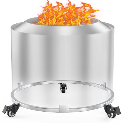 Dirza Fire Pit Rolling Stand Compatible with Solo Stove Bonfire and Other 195 Fire Pit Firepit Stand with WheelsEasy to MoveRust Proof 304 Stainless Steel Fire Stove Accessories for Patio Outdoor - Image 1