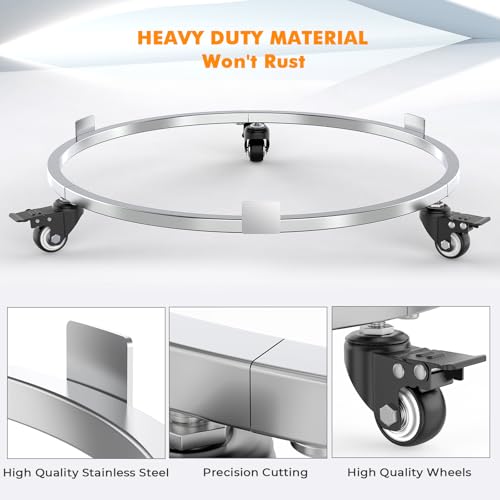 Dirza Fire Pit Rolling Stand Compatible with Solo Stove Bonfire and Other 195 Fire Pit Firepit Stand with WheelsEasy to MoveRust Proof 304 Stainless Steel Fire Stove Accessories for Patio Outdoor - Image 3