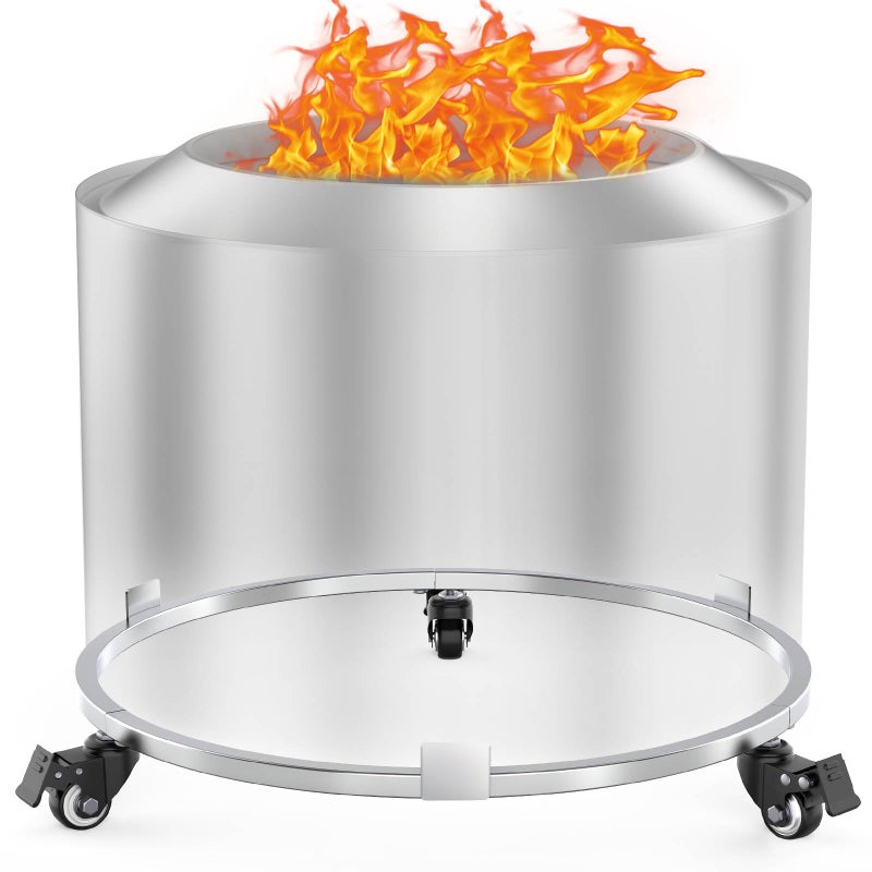 Dirza Fire Pit Rolling Stand Compatible with Solo Stove Bonfire and Other 195 Fire Pit Firepit Stand with WheelsEasy to MoveRust Proof 304 Stainless Steel Fire Stove Accessories for Patio Outdoor - Image 2
