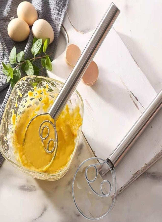 9UP® Stainless Steel Dough Whisk | Multifunctional Dutch Dough Whisk | Dough Hand Mixer Artisan Blender for Egg, Bread, Cake, Pastry, Pizza Etc (Pack of 2) - Image 2