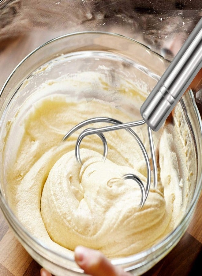 9UP® Stainless Steel Dough Whisk | Multifunctional Dutch Dough Whisk | Dough Hand Mixer Artisan Blender for Egg, Bread, Cake, Pastry, Pizza Etc (Pack of 2) - Image 4
