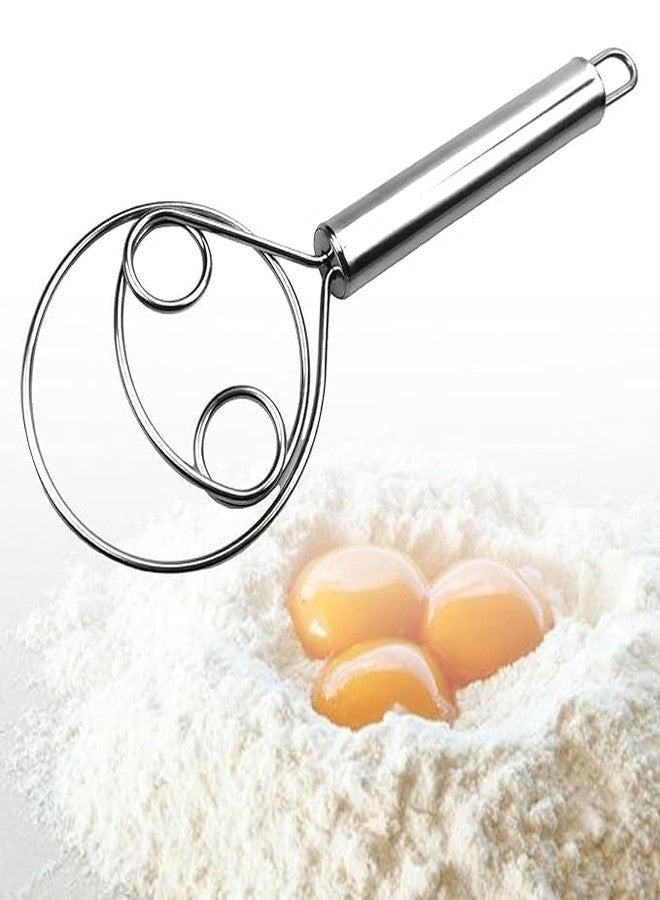 9UP® Stainless Steel Dough Whisk | Multifunctional Dutch Dough Whisk | Dough Hand Mixer Artisan Blender for Egg, Bread, Cake, Pastry, Pizza Etc (Pack of 2) - Image 3