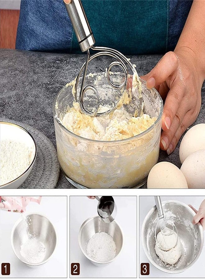 9UP® Stainless Steel Dough Whisk | Multifunctional Dutch Dough Whisk | Dough Hand Mixer Artisan Blender for Egg, Bread, Cake, Pastry, Pizza Etc (Pack of 2) - Image 5