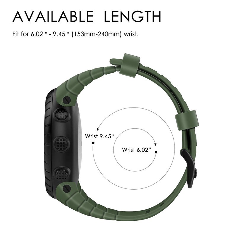 Fintie Watch Band Compatible with Suunto Core, Rubber Accessory Strap Replacement Wrist Sport Bands w/Metal Clasp Compatible with Suunto Core Smartwatch, Olive - Image 5