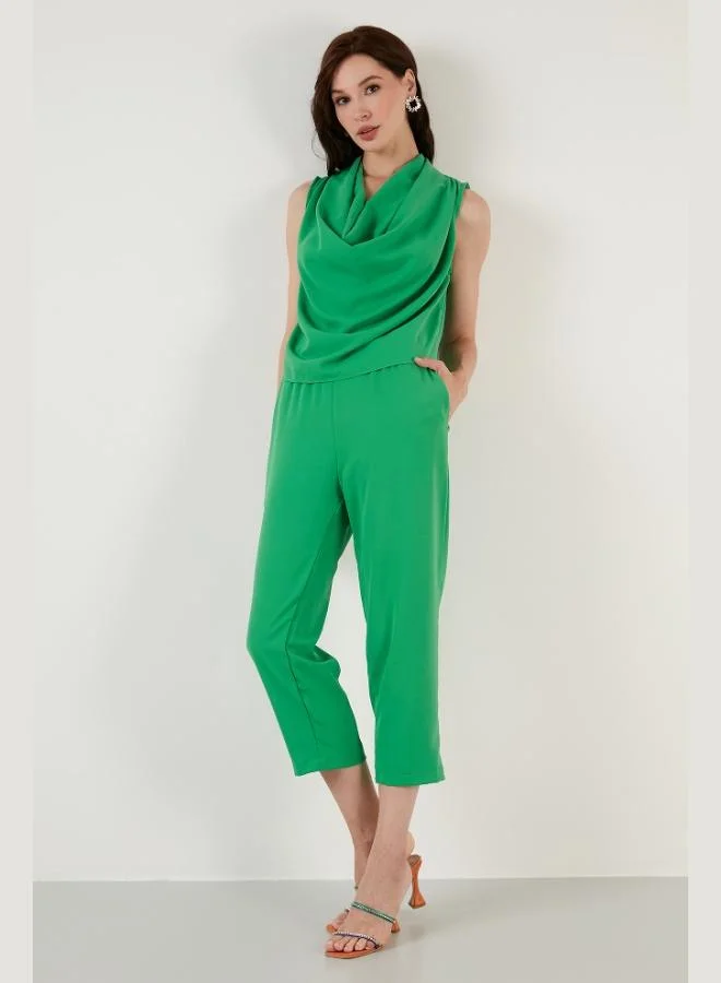 Lela Lela Casual Fit Pocket Cowl Collar Summer Suit Women's SET 42190434