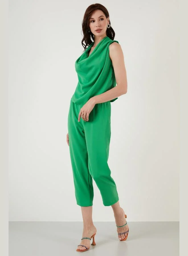 Lela Lela Casual Fit Pocket Cowl Collar Summer Suit Women's SET 42190434