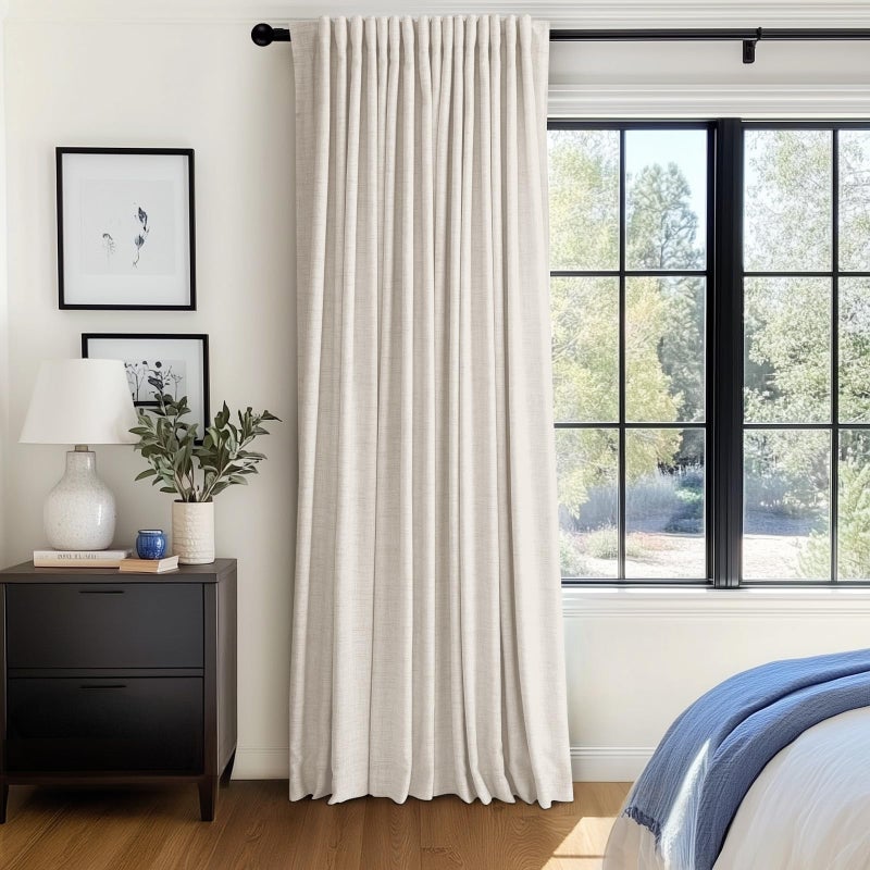 100% Blackout Shield Linen Blackout Sliding Door Curtains for Living Room, Back Tab/Rod Pocket Thermal Insulated Curtains for Sliding Glass Doors, 1 Panel Set, 100" W x 96" L, Cream - Image 5
