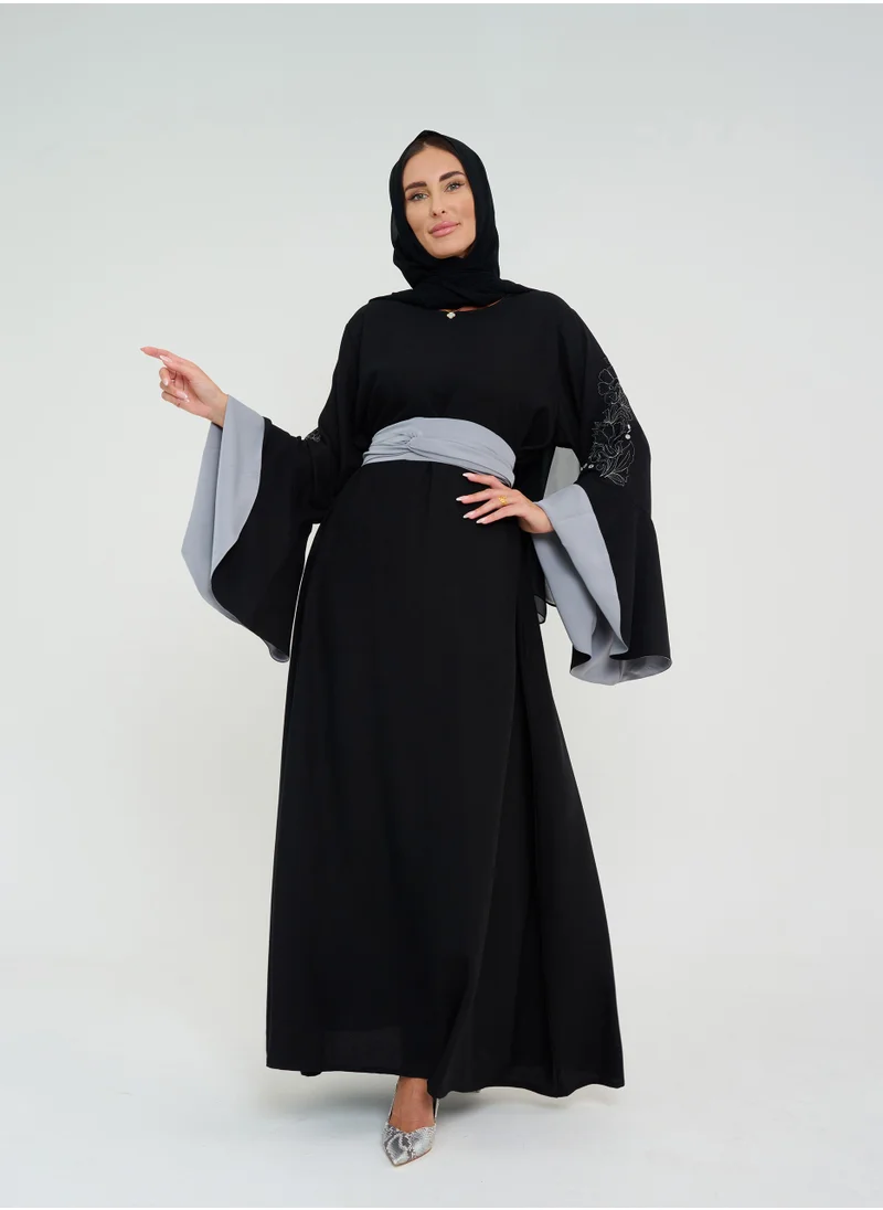روزيت عباية عباية فرنسية بأكمام واسعة مع تطريز