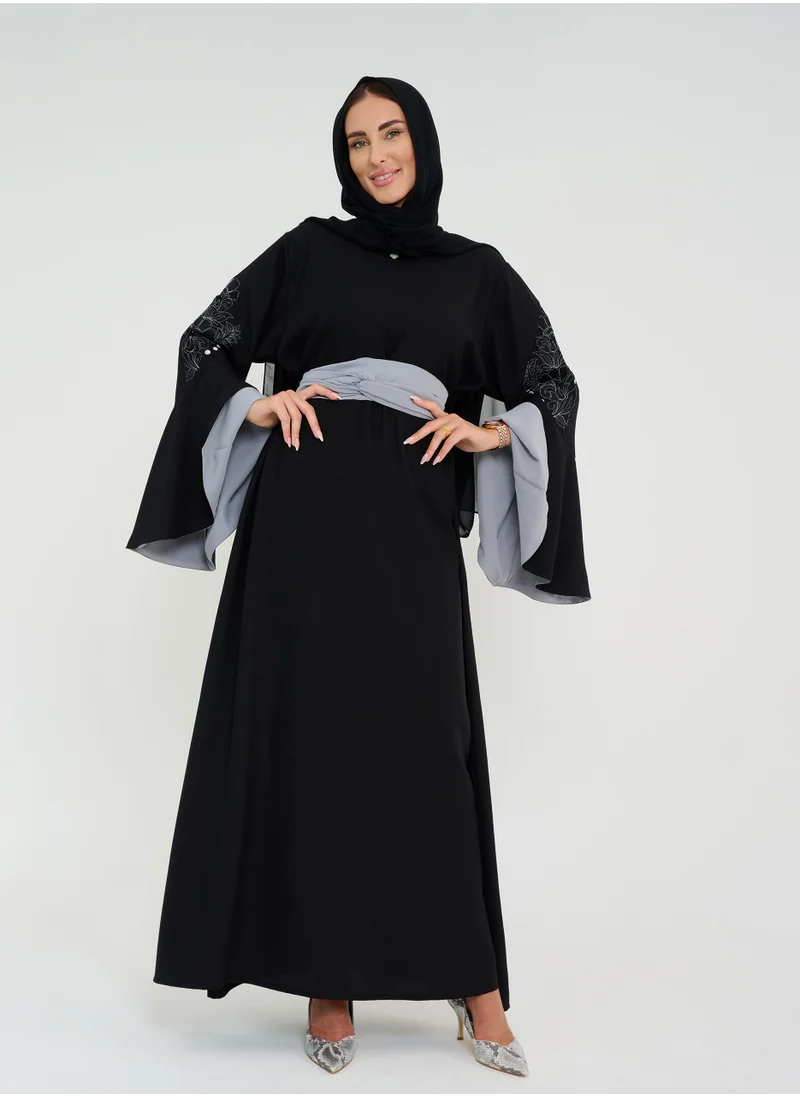 روزيت عباية عباية فرنسية بأكمام واسعة مع تطريز