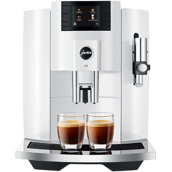 jura E8 Automatic Espresso Machine, 2.8 Inches (White, 3 Items) | 2.8-Inch Color Display, One-Touch Milk Cleaning, Includes Glass Milk Container and Clearyl Smart Plus Water Filter - Image 2