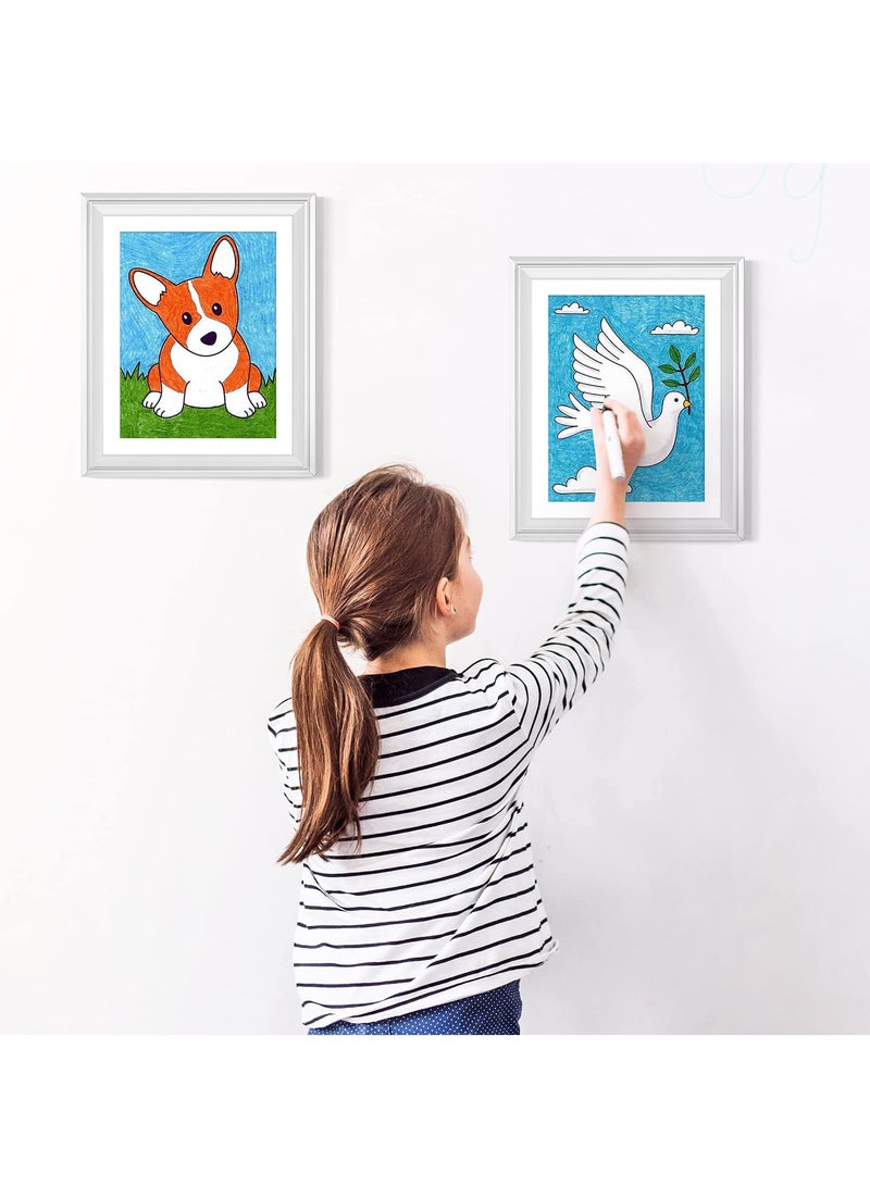 Drawing Frame Kids' Art Work Display filled with 25 * 34cm Pictures, Front Opening, Suitable for Children's Painting/Art-project/Photo (White) - Image 5