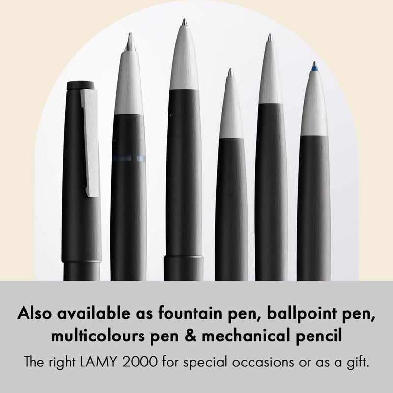 Lamy 2000 black - elegant rollerball pen in robust fibreglass barrel - perfectly balanced & in line width M M 63 rollerball refill in black - Image 4