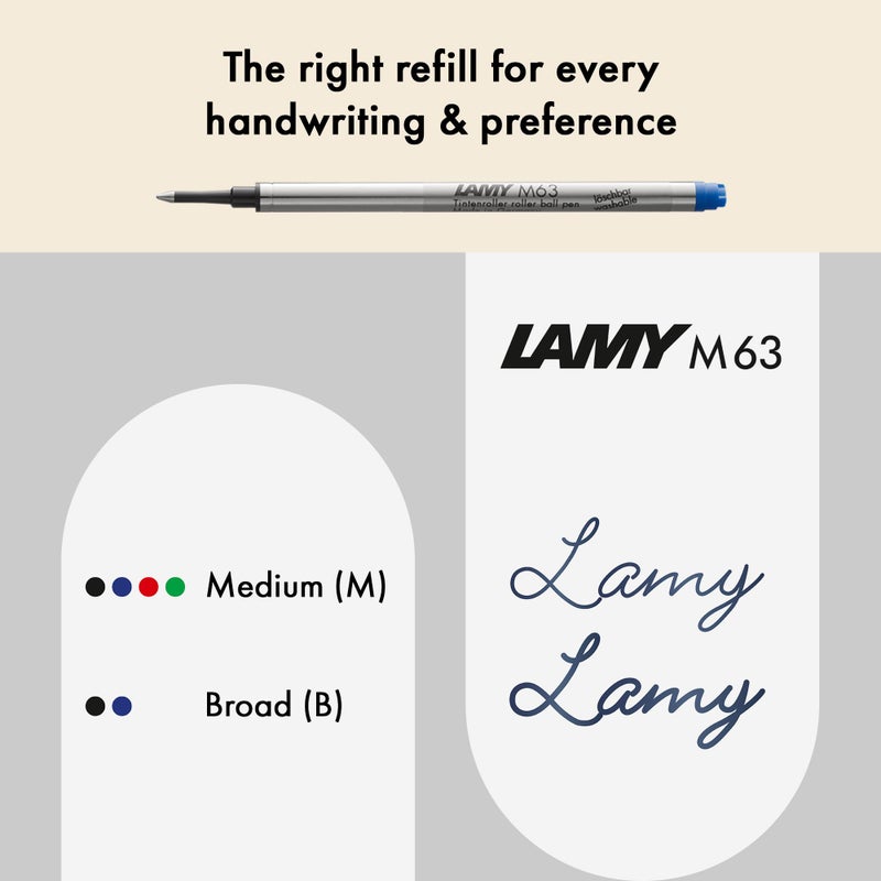 Lamy 2000 black - elegant rollerball pen in robust fibreglass barrel - perfectly balanced & in line width M M 63 rollerball refill in black - Image 3