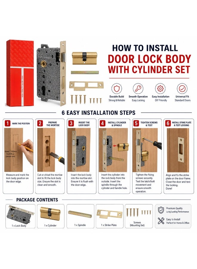 Door Lock Body With Cylinder Set High Quality Mortise Door Lock for Wooden Doors - Image 1
