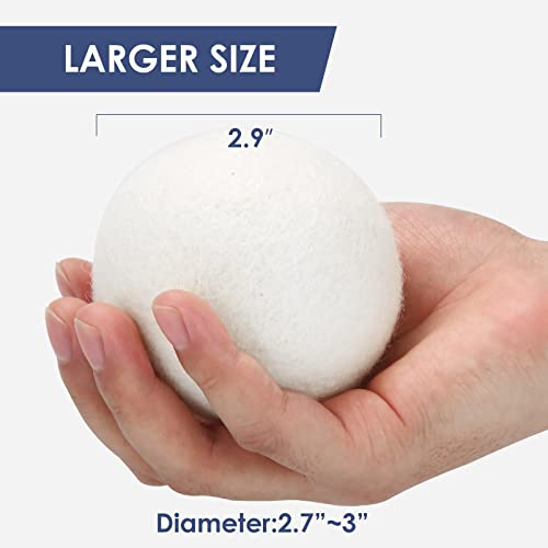 Softkomfyy Wool Dryer Balls Handmade 3 Pack XL,Organic Laundry Dryer Balls,100% New Zealand Wool Natural Fabric Softener,Reusable 1000 Loads,Wrinkles Free, Shorten Drying Time,Baby Safe (3 Pack,White) - Image 3