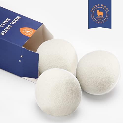 Softkomfyy Wool Dryer Balls Handmade 3 Pack XL,Organic Laundry Dryer Balls,100% New Zealand Wool Natural Fabric Softener,Reusable 1000 Loads,Wrinkles Free, Shorten Drying Time,Baby Safe (3 Pack,White) - Image 2