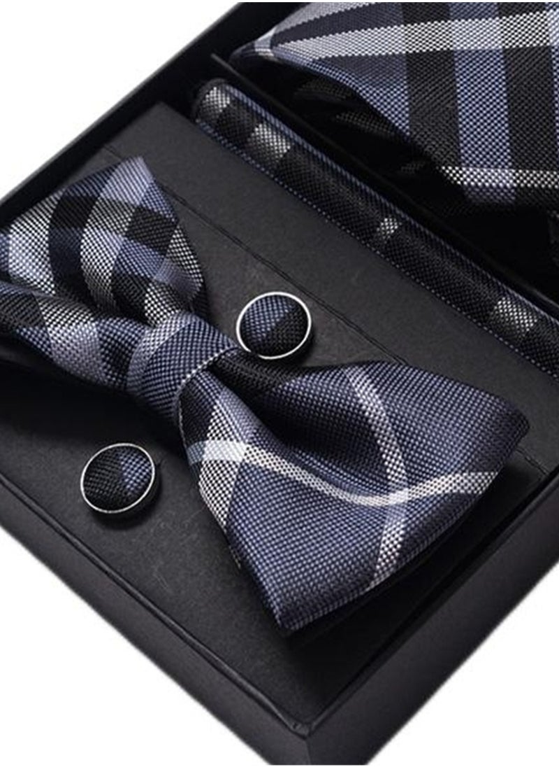 Generic - 5 pcs high-end tie for men business professional formal tie bow tie cufflinks square scarf fashion accessories gift box - Image 1