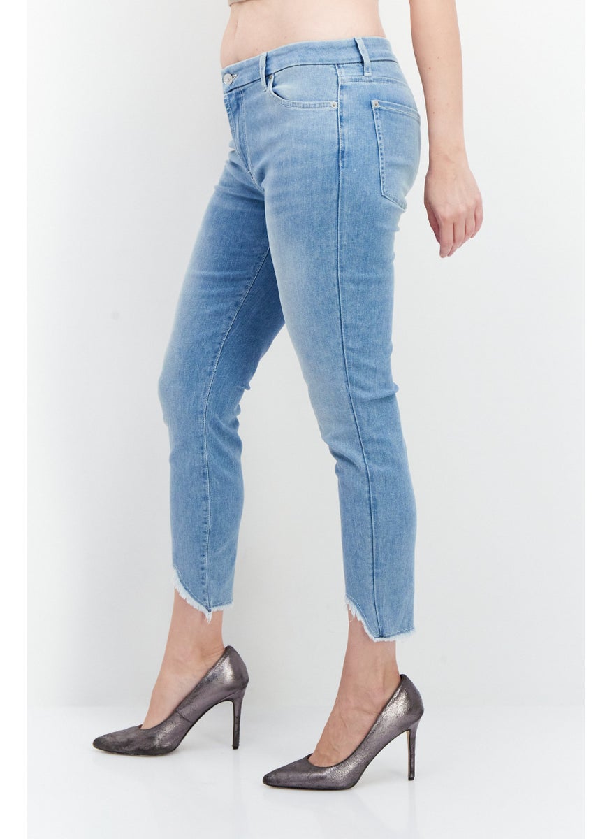 7 FOR ALL MANKIND - Women Slim Fit Washed Stretchable Jeans, Blue - Image 1