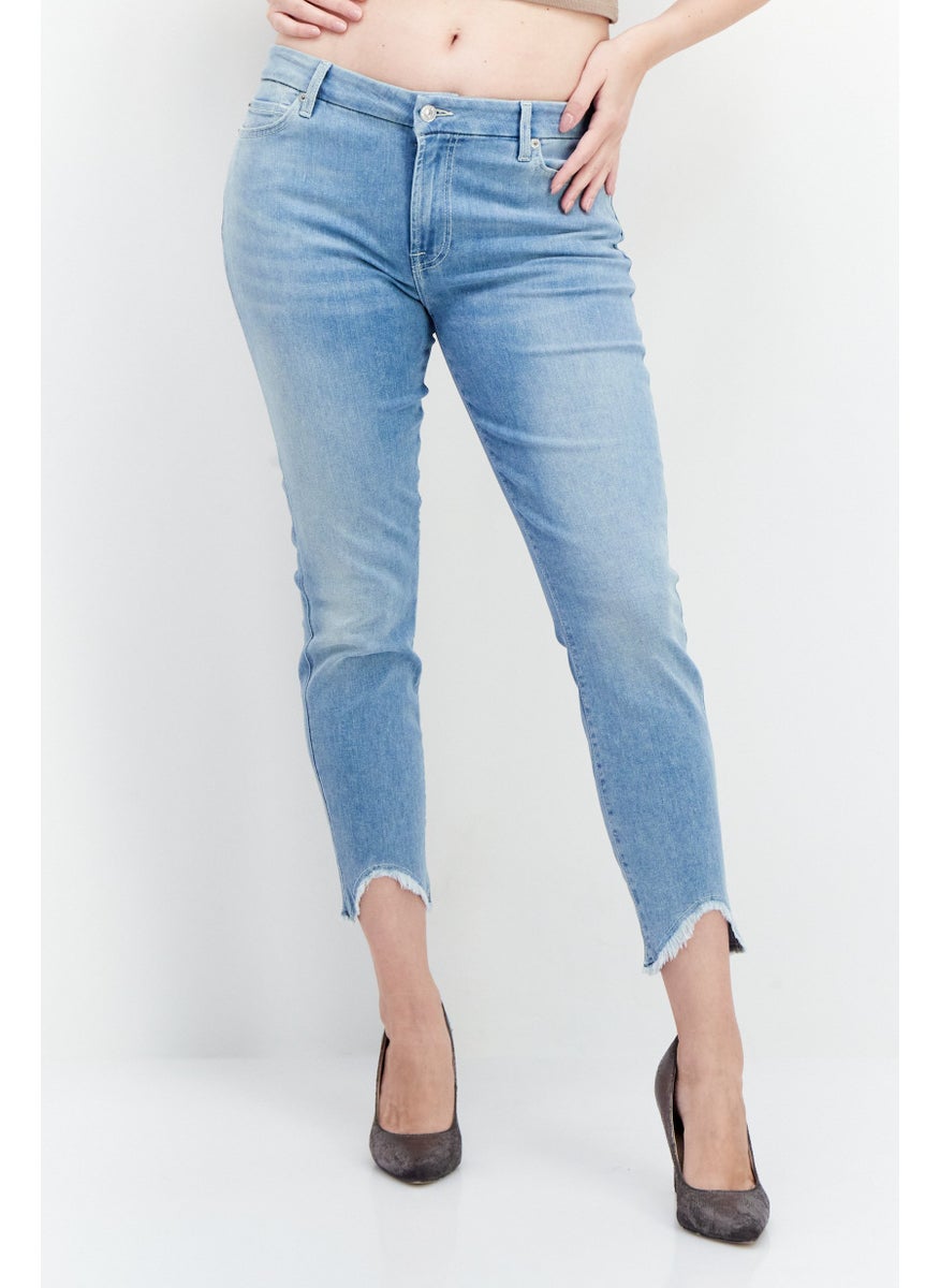 7 FOR ALL MANKIND - Women Slim Fit Washed Stretchable Jeans, Blue - Image 1