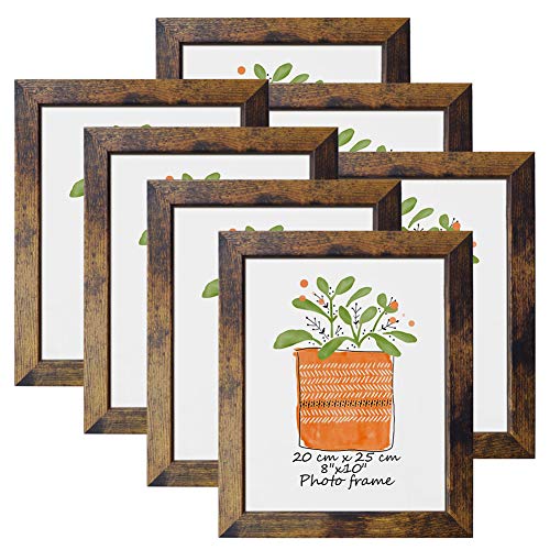 PETAFLOP 8x10 Picture Frame Rustic Brown Frames Fits 8 by 10 Inch Prints Wall Tabletop Display, 7 Pack - Image 1