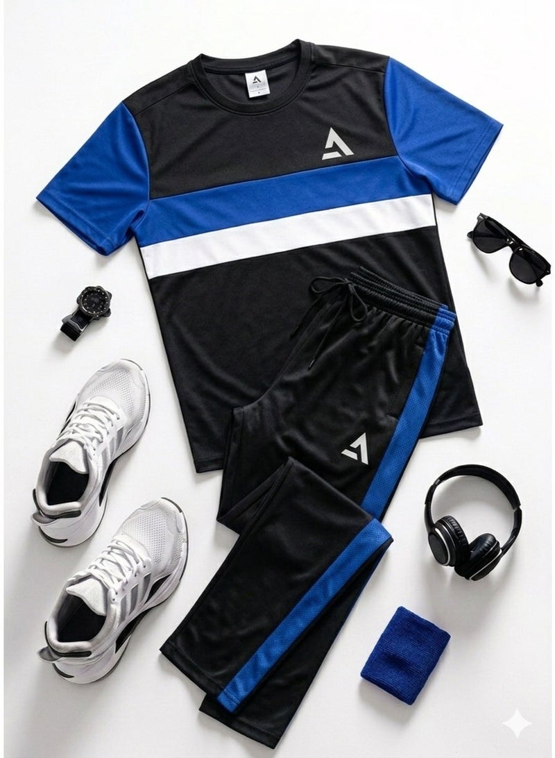 Saif Collection Regular Fit Crew Neck T-Shirt with Comfortable Trousers (Practical Activewear Set) | Co-Ord Set - Image 3