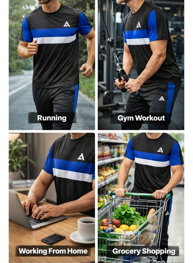 Saif Collection Regular Fit Crew Neck T-Shirt with Comfortable Trousers (Practical Activewear Set) | Co-Ord Set - Image 4