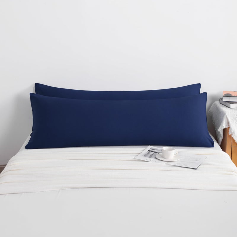 NTBAY Body Pillow Cases Set of 2, 2 Pack Brushed Microfiber 20x54 Pillow Cases, Soft, Wrinkle, Fade, Stain Resistant Navy Blue Pillow Cases with Envelope Closure, 20x54 Inches, Navy Blue - Image 4