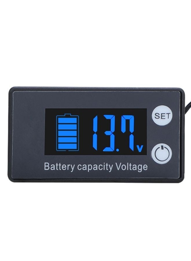 Two-Line Digital Display DC Voltmeter Lead-Acid Lithium Battery Charge Meter, Color: Blue  - Image 1