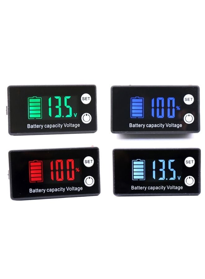 Two-Line Digital Display DC Voltmeter Lead-Acid Lithium Battery Charge Meter, Color: Blue  - Image 2