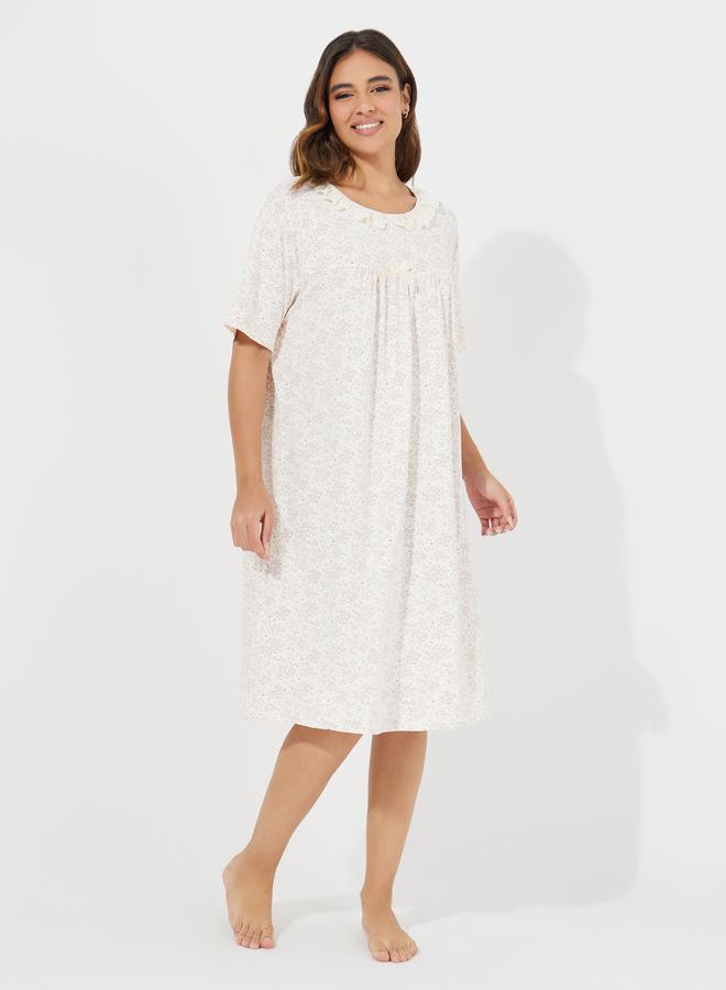 Take Two Ditsy Print Lace Insert Nightdress - Image 1