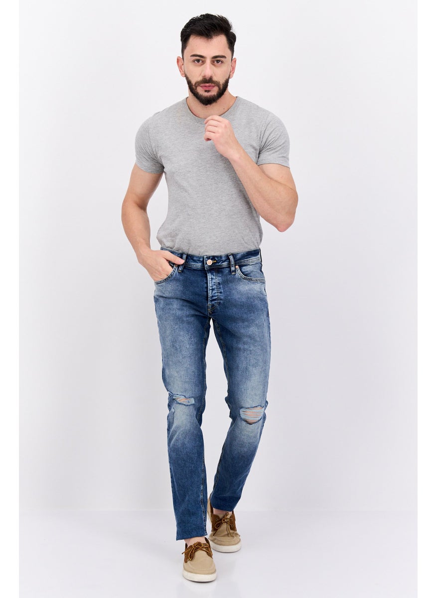 Jack Jones Men Slim Fit Washed Stretchable Denim, Blue  - Image 3